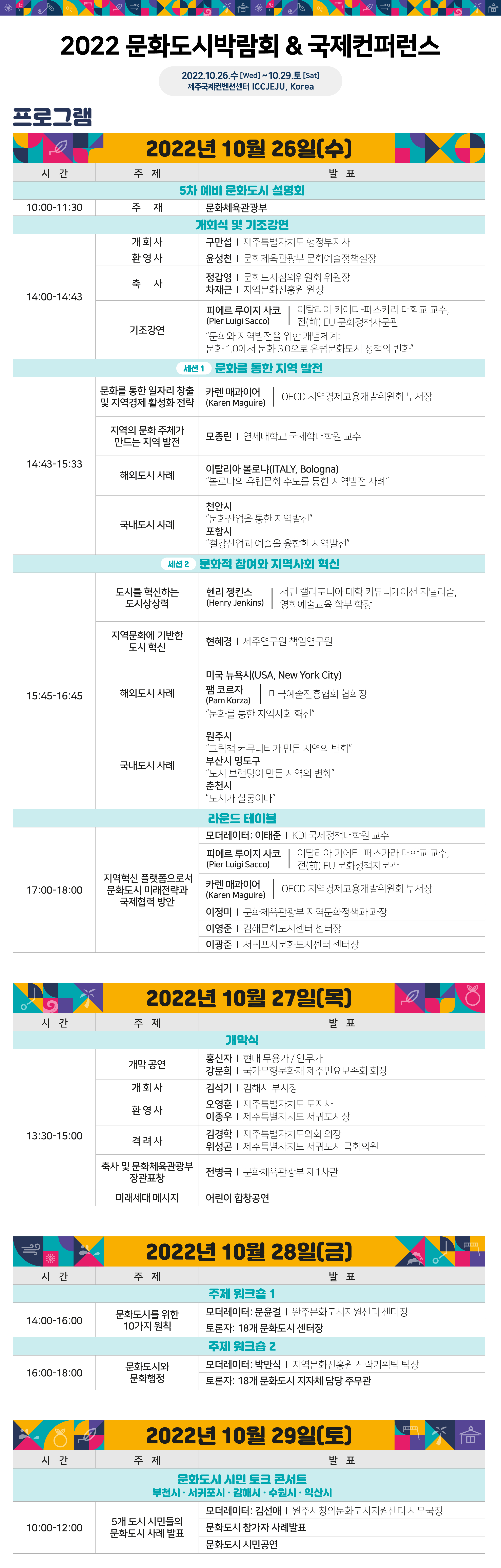 [문화도시] 2022 문화도시 박람회 & 국제 컨퍼런스 개최 (10.26.~10.29.) 본문 이미지